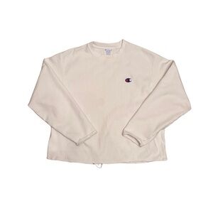 Champion Cropped White Long Sleeve Sweater